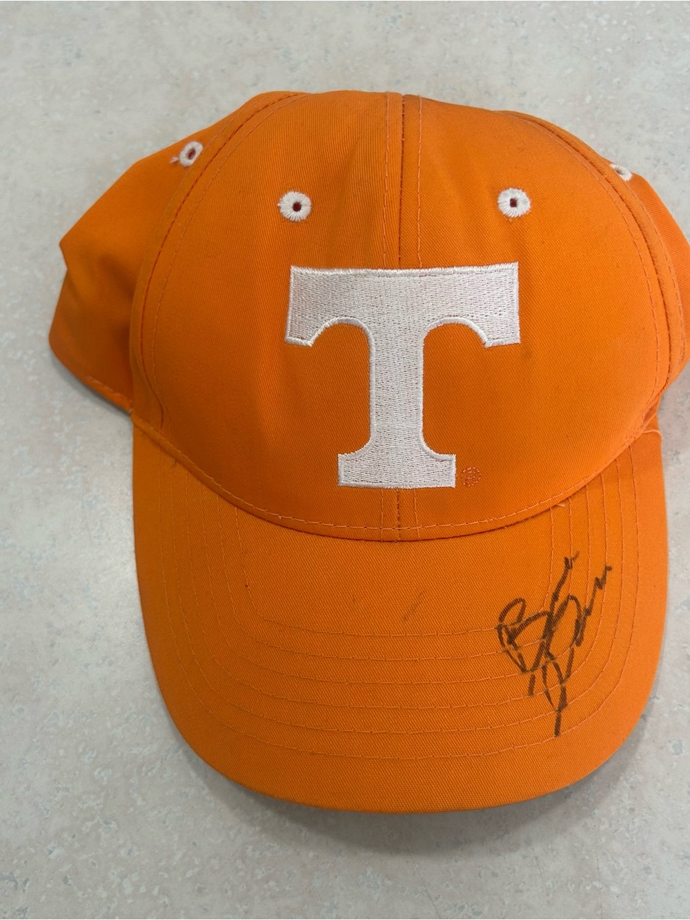 Orange Baseball Cap with White 'T' Logo - Men's Hat